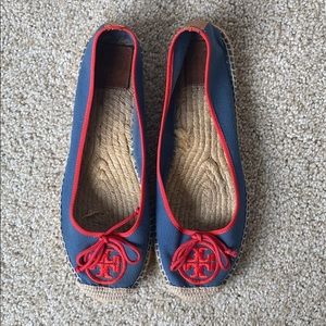 Tory Burch navy and red espadrilles size 11